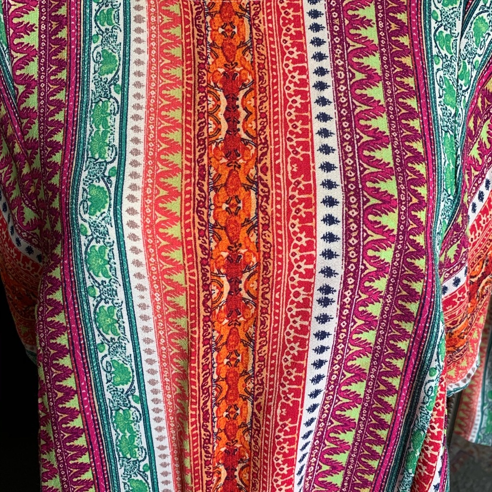 Bright Boho Flowy Crop Blouse, Maeve for Anthro, M - Picture 6 of 7